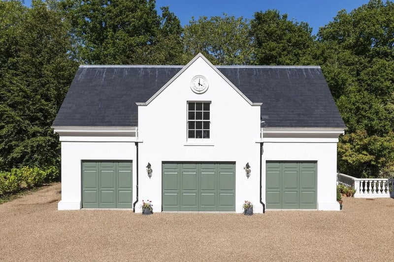 The garage with the self-contained two bedroom annexe