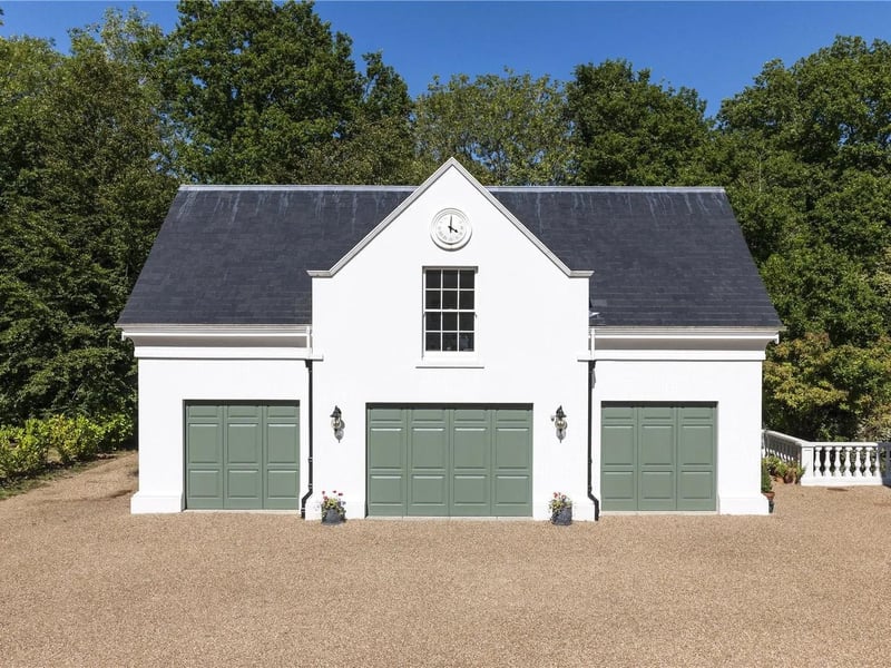 The garage with the self-contained two bedroom annexe