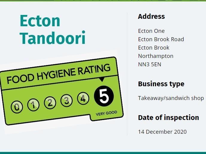 Ecton Tandoori; Ecton Brook Road, NN3 5EN; inspected December 14, 2020