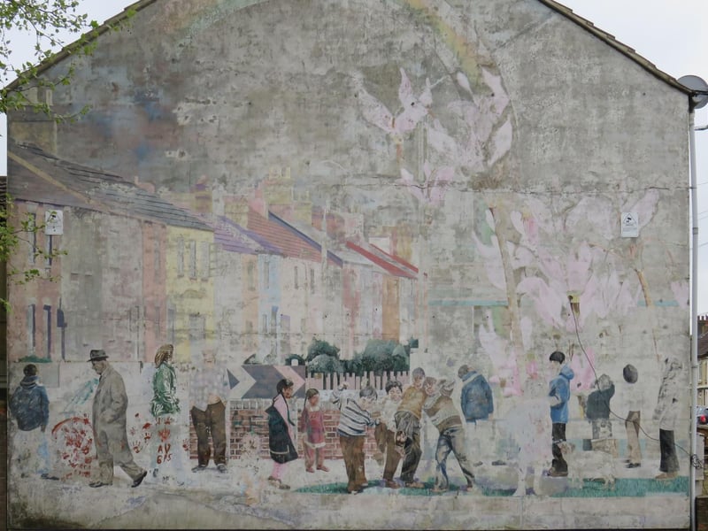 Link Road Mural in Peterborough before the restoration began.