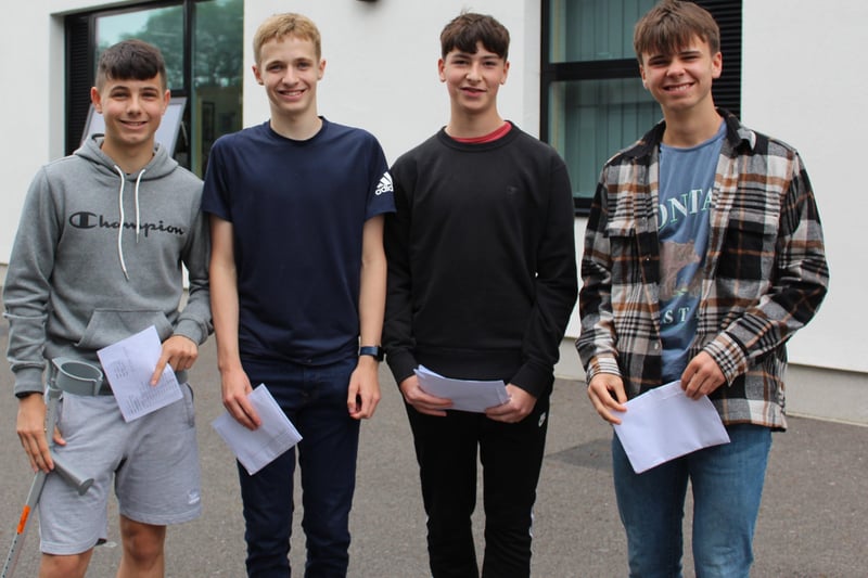 Students at Bohunt school, Worthing, celebrating their GCSE results yesterday