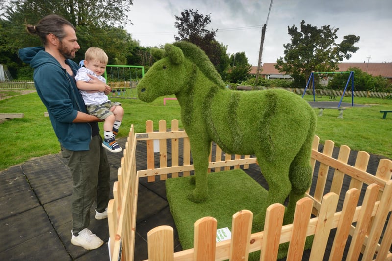 Safari animal wildlife trail: Damian Steel with son Francis, Pevensey Recreation Ground. (Photo by Justin Lycett)