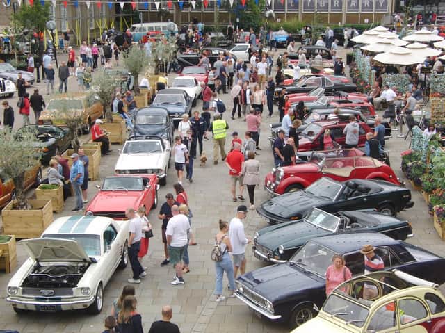 Visitors poured into Market Place for the town's popular classic car show, organised by the Warwick Court Leet.