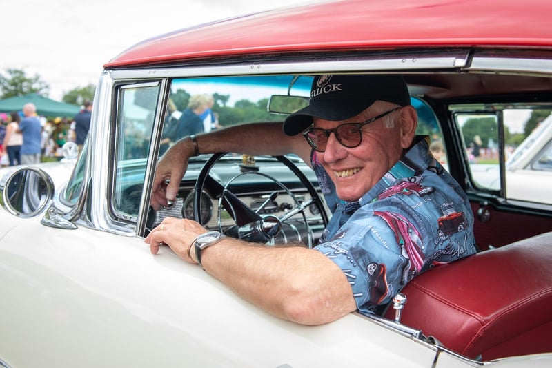 Jeremy Topping is pictured in his 1955 Buick Century Riviera