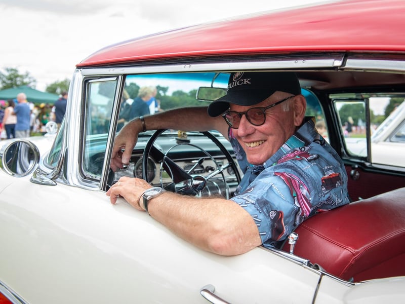 Jeremy Topping is pictured in his 1955 Buick Century Riviera