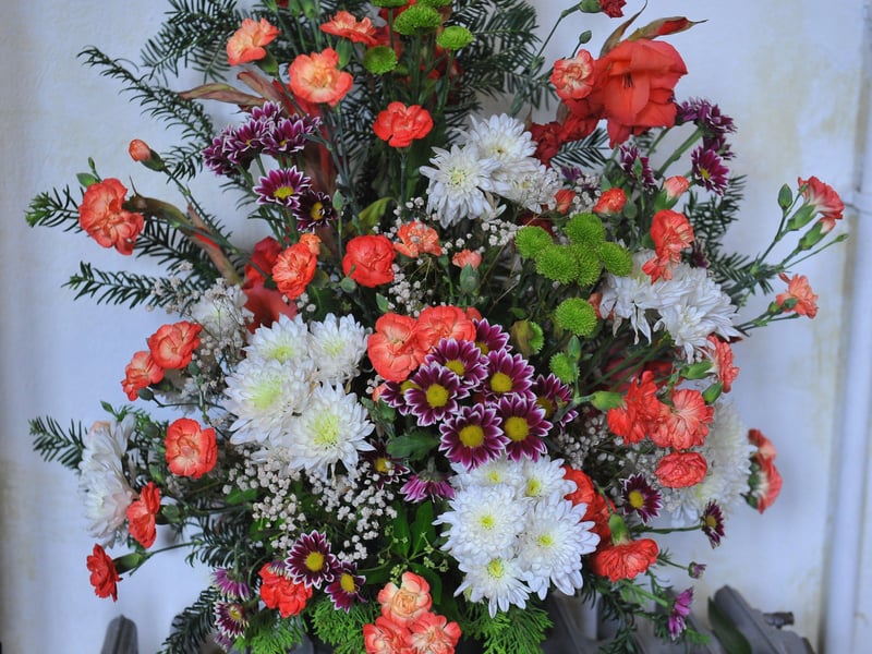 Flower festival displays for the celebration week at St Mary's Church in Sompting, including knitted mice made by verger Jacqui Offord. Picture: Steve Robards SR2108172