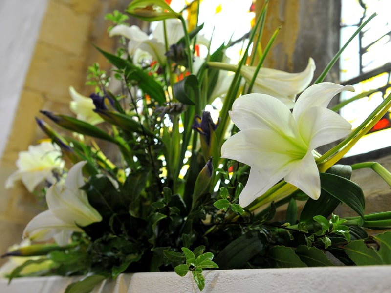 Flower festival displays for the celebration week at St Mary's Church in Sompting, including knitted mice made by verger Jacqui Offord. Picture: Steve Robards SR2108172