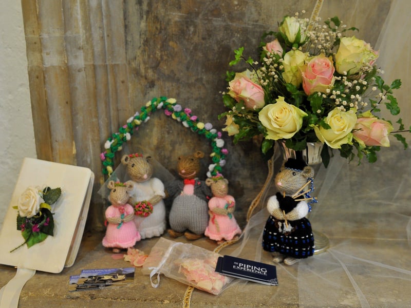 Flower festival displays for the celebration week at St Mary's Church in Sompting, including knitted mice made by verger Jacqui Offord. Picture: Steve Robards SR2108172