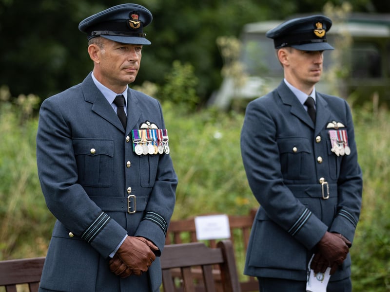Members from 115 Squadron Royal Air Force Wittering arrive at HMP Whitemoor in March for a memorial dedication to the crew of the 115 Squadron Wellington Z8863 (KO-G) that crashed in 1941. EMN-210818-162106005