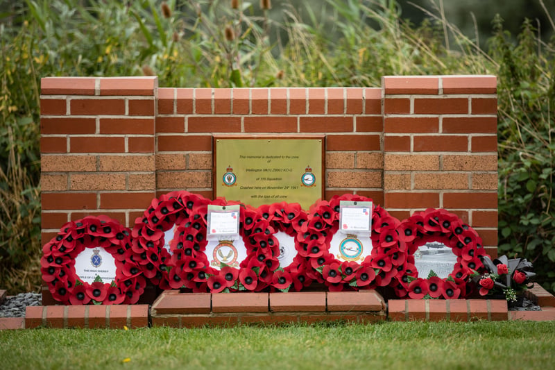 Members from 115 Squadron Royal Air Force Wittering arrive at HMP Whitemoor in March for a memorial dedication to the crew of the 115 Squadron Wellington Z8863 (KO-G) that crashed in 1941. EMN-210818-161903005