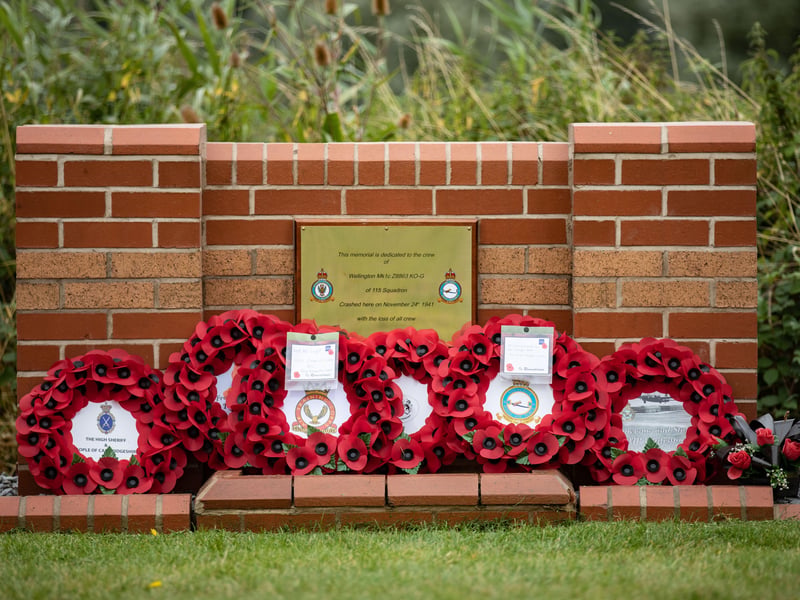 Members from 115 Squadron Royal Air Force Wittering arrive at HMP Whitemoor in March for a memorial dedication to the crew of the 115 Squadron Wellington Z8863 (KO-G) that crashed in 1941. EMN-210818-161903005