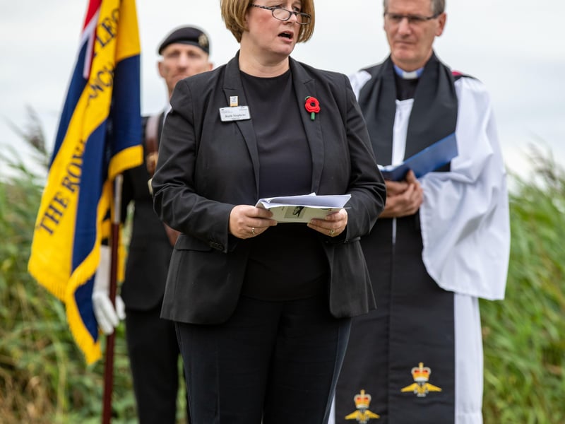 Members from 115 Squadron Royal Air Force Wittering arrive at HMP Whitemoor in March for a memorial dedication to the crew of the 115 Squadron Wellington Z8863 (KO-G) that crashed in 1941. EMN-210818-162207005