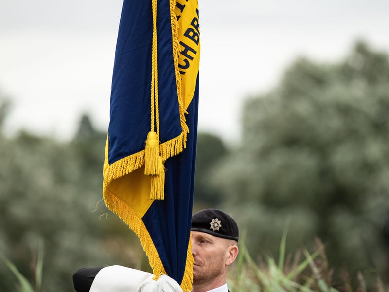 Members from 115 Squadron Royal Air Force Wittering arrive at HMP Whitemoor in March for a memorial dedication to the crew of the 115 Squadron Wellington Z8863 (KO-G) that crashed in 1941. EMN-210818-161821005