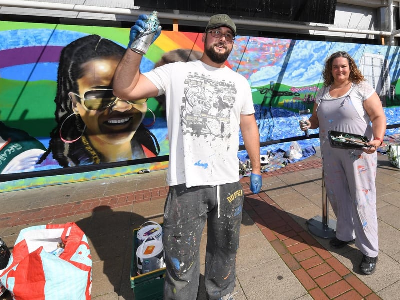 The Marlowes Shopping Centre commissioned local artists Anna Schofield and Mark Tanti to create the unique hand drawn/painted mural