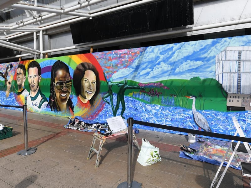 The mural has references to local attractions and the history of the town alongside a number of key landmarks