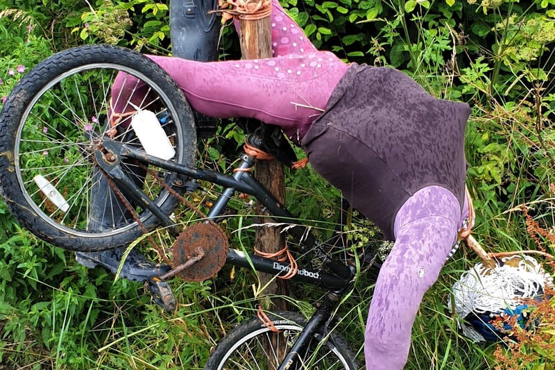 Chiddingly Scarecrow Trail. 2021. The cyclist by Debbie Felstead SUS-210819-090416001