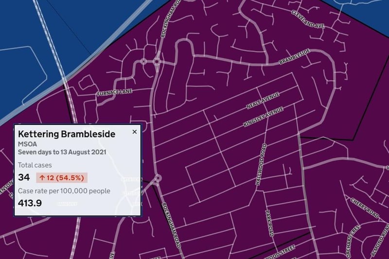 Cases in the Brambleside neighbourhood rose in the week to August 13