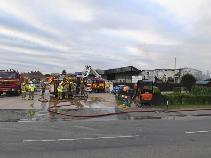 The aftermath of a blaze at George H Kime and Co Ltd in Wrangle.