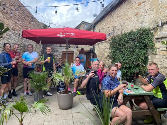 Enjoying a refreshing pit stop in the Cotswolds