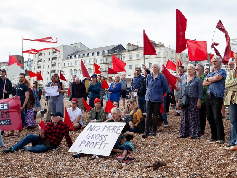 Protest against Southern Water on St Leonards seafront on August 20 following last month's sewage leak in Bulverhythe. Picture by Hastings and St Leonards Clean Water Action SUS-210821-121004001