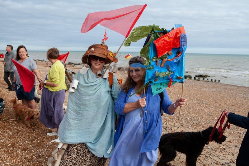 Protest against Southern Water on St Leonards seafront on August 20 following last month's sewage leak in Bulverhythe. Picture by Hastings and St Leonards Clean Water Action SUS-210821-121044001