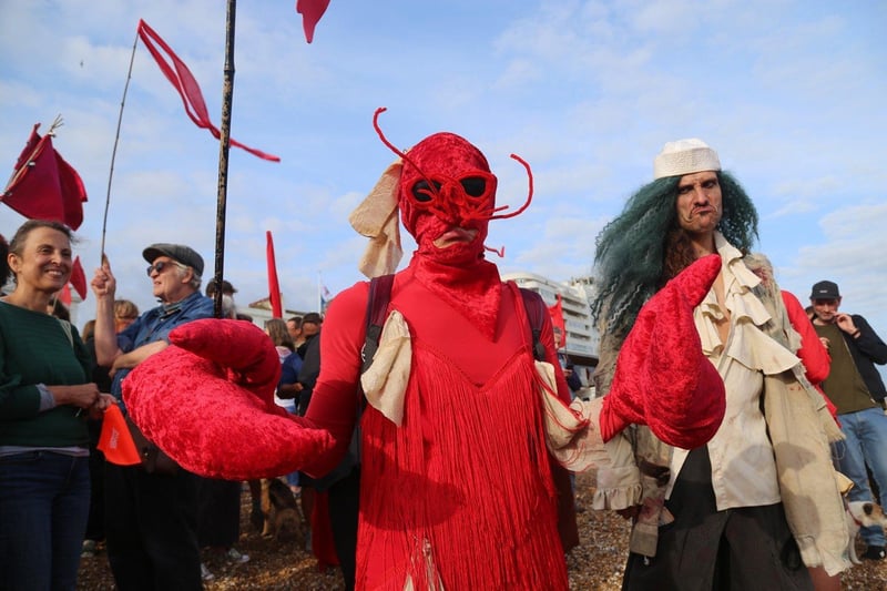 Protest against Southern Water on St Leonards seafront on August 20 following last month's sewage leak in Bulverhythe. Picture by Hastings and St Leonards Clean Water Action SUS-210821-121054001