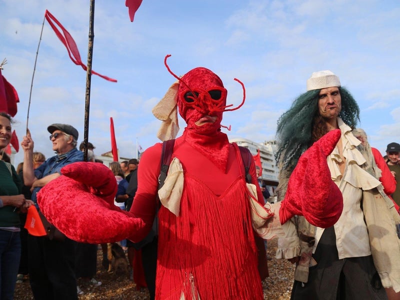 Protest against Southern Water on St Leonards seafront on August 20 following last month's sewage leak in Bulverhythe. Picture by Hastings and St Leonards Clean Water Action SUS-210821-121054001