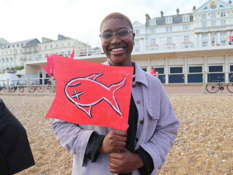 Protest against Southern Water on St Leonards seafront on August 20 following last month's sewage leak in Bulverhythe. Picture by Hastings and St Leonards Clean Water Action SUS-210821-121114001