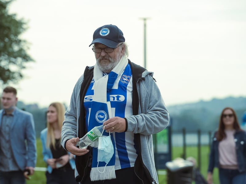 Brighton fans return to the Amex Stadium and celebrate victory against Watford. Pictures: Phil Westlake