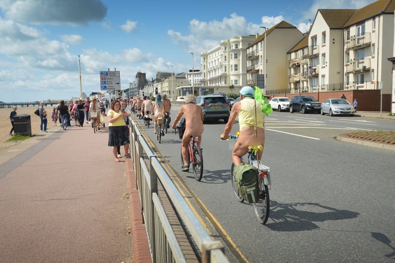 World Naked Bike Ride in Hastings 22/8/21 SUS-210822-145712001