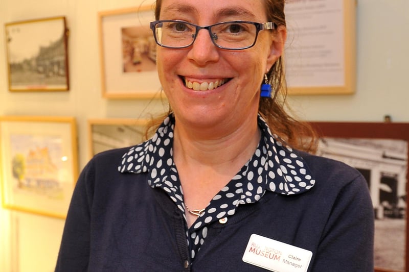 Claire Lucas, Museum Manager. New exhibition displaying Rustington Shops - Then & Now, at Rustington Museum. Photo by Steve Robards