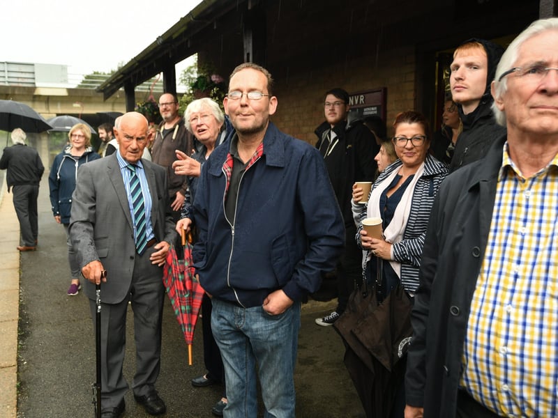 NVR Vice President Charles Swift with Doreen's son Neil Foster as Doreen's ashes are scattered.