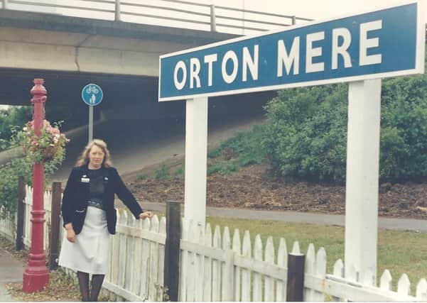 Doreen as Station Mistress at Orton Mere in 1986.