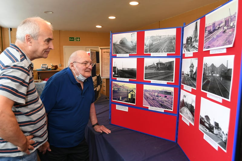 History of Railways in Peterborough exhibition  at Railworld.   Railway historians  Brian White and Keith Alexander EMN-210824-141835009