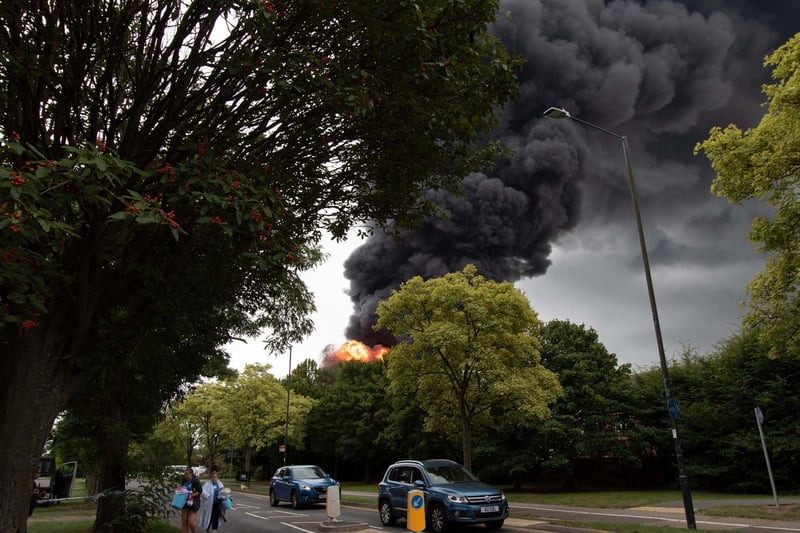 The huge fire at the Tachbrook Park Industrial Estate.
