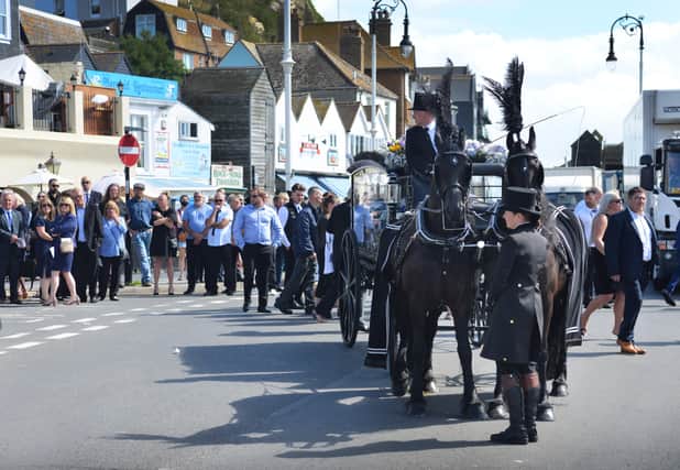 The funeral of Gary Cornelius in Hastings Old Town, 27/8/21 SUS-210827-134552001