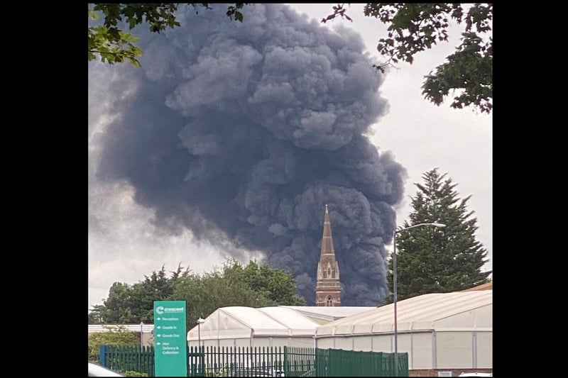 This photo was taken from Sydenham of the huge fire at the Tachbrook Park Industrial Estate. Photo by Rōnin O’Tuátháláin.