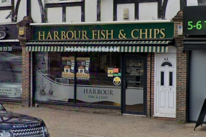 Harbour Fish Bar is based in West Street, East Grinstead, and serves 'beautifully battered' fish and 'generous chips'. It has an average rating of 4.6 from 172 Google reviews. Picture: Google Street View.