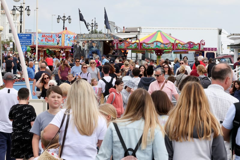 Worthing's promenade was busy as people enjoyed the bank holiday weekend