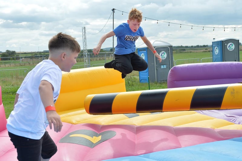 Youngsters enjoying the Beach Festival at the Harborough Showground during the bank holiday..
