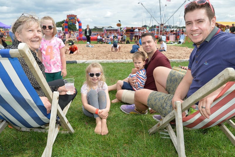 The Moyers families enjoying the Beach Festival at the Harborough Showground during the bank holiday.