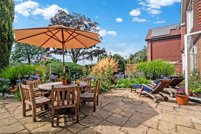 The large patio area in the rear garden. Photo by Margetts