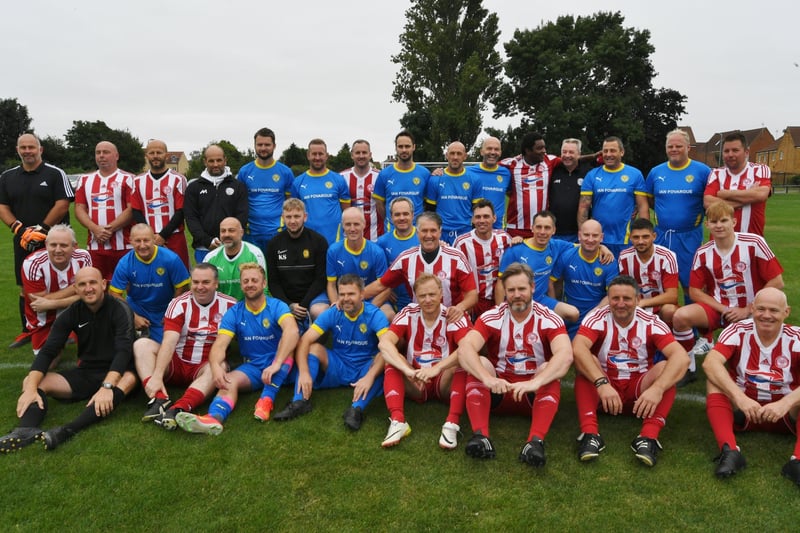 The  Ian Fovargue memorial match at Nene Valley Community Centre. The Ian Fovargue team and a Peterborough Sports side together before the game. Pictures: David Lowndes