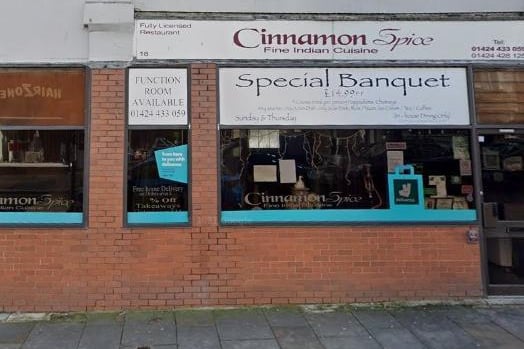 Cinnamon Spice in Kings Road, St Leonards has 4.5 out of five stars from 348 reviews on Google. Photo: Google