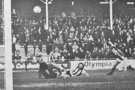 An archive image of Robbie Cooke scoring for Posh against Notts County.