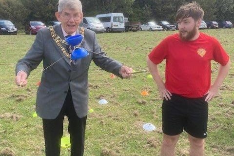 Shinewater Fun Day. Eastbourne mayor Pat Rodohan in action. SUS-210309-092848001