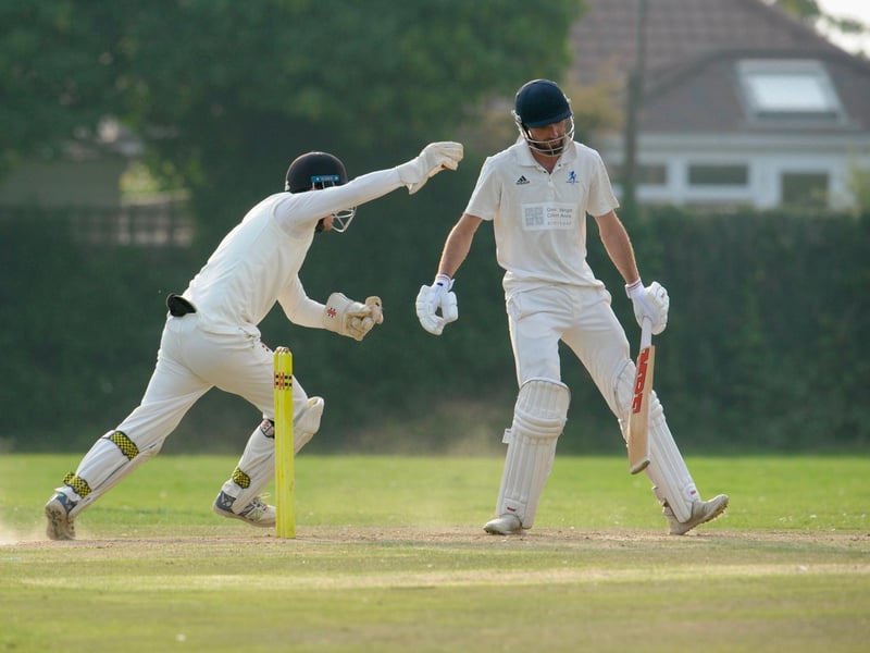 Action from Findon's win at Goring, which means they will play a promotion play-off v Rye for a spot in division two of the Sussex Cricket League / Pictures: Stephen Goodger