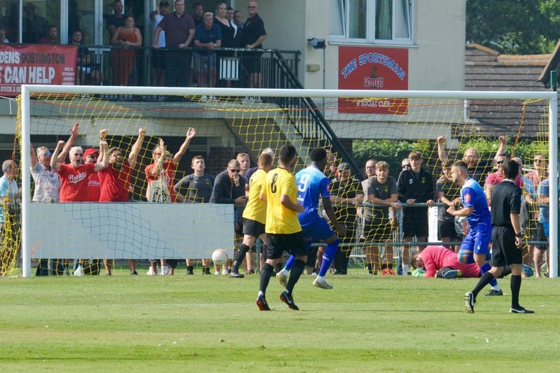 Action from a nine-goal FA Cup thriller between Littlehampton Town and Whitehawk / Picture: Stephen Goodger