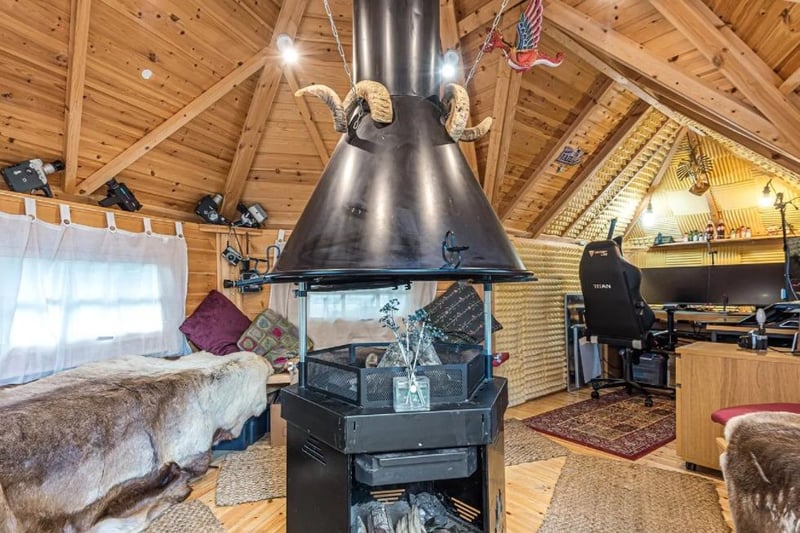 Inside the luxurious log cabin