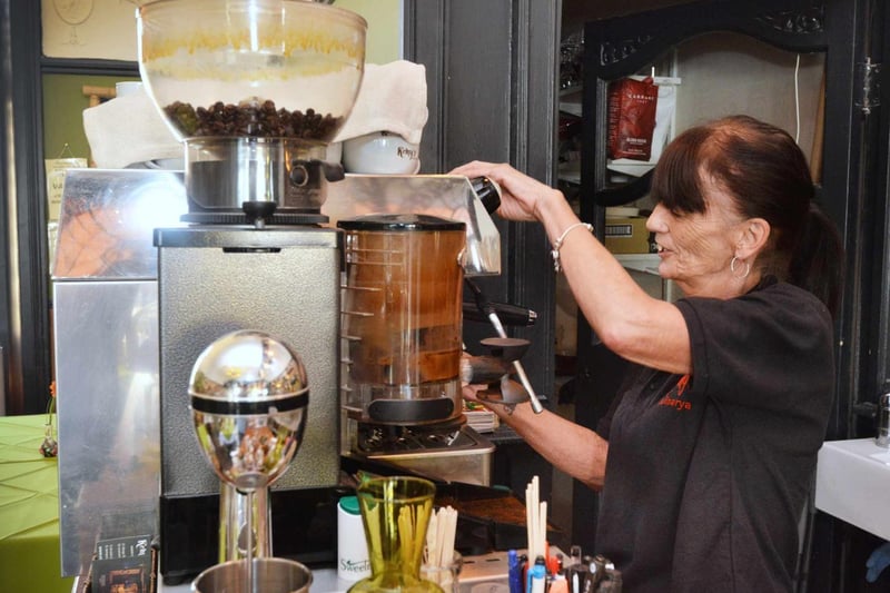 Lorraine working at the coffee machine